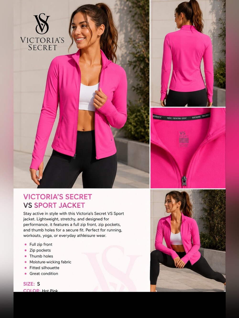 Victoria's Secret VS Sport Full Zip Jacket - Size Small